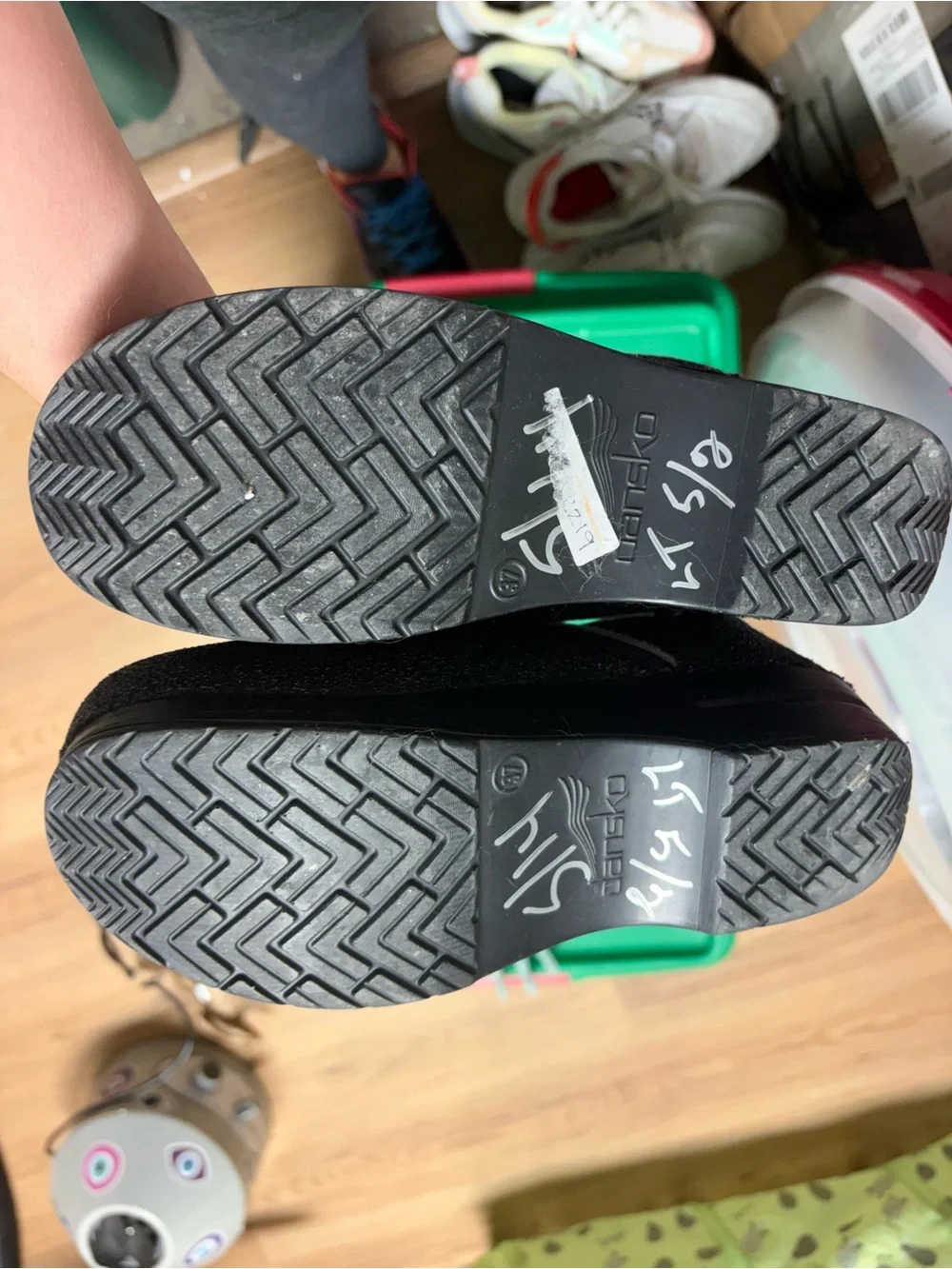 Dansko Kids Black Glitter Slip-Ons with Cushioned Insoles